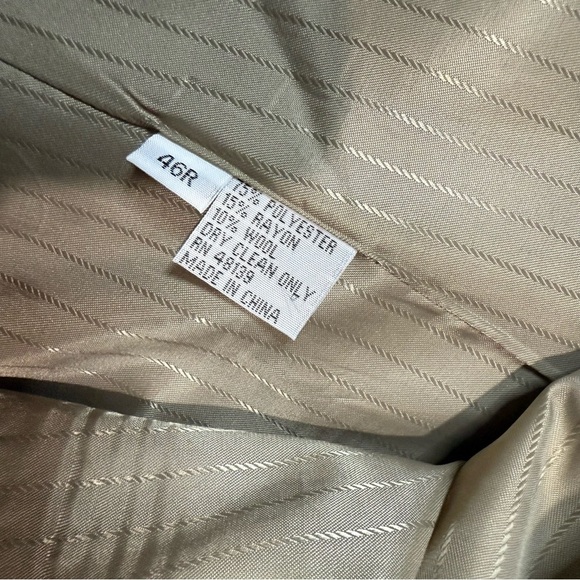 Vintage EJ Samuel 2 Piece Suit + Handkerchief Brown Striped Blazer 46R Pant 40R - Picture 6 of 15